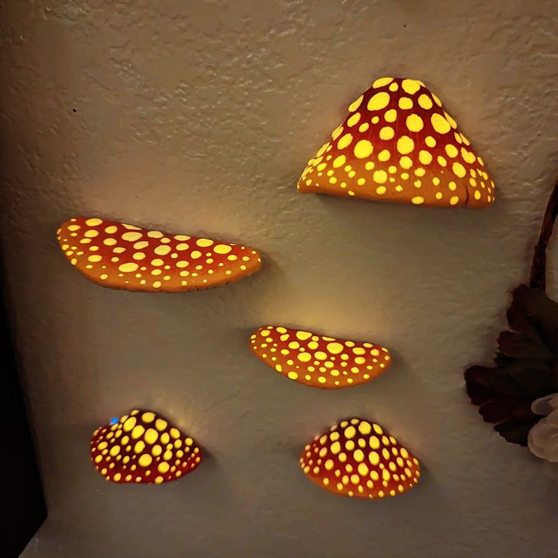 Mushroom Wall Decor Night Light – 5/7/9CM Sizes, Energy-Efficient Lighting, Decorative Wall Lamp for Bedroom, Stairs, Hallway - DormVibes