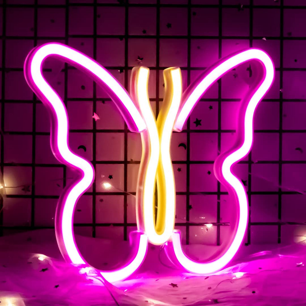 Neon Butterfly Sign - DormVibes