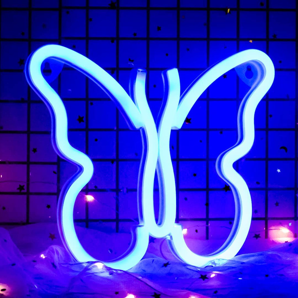 Neon Butterfly Sign - DormVibes