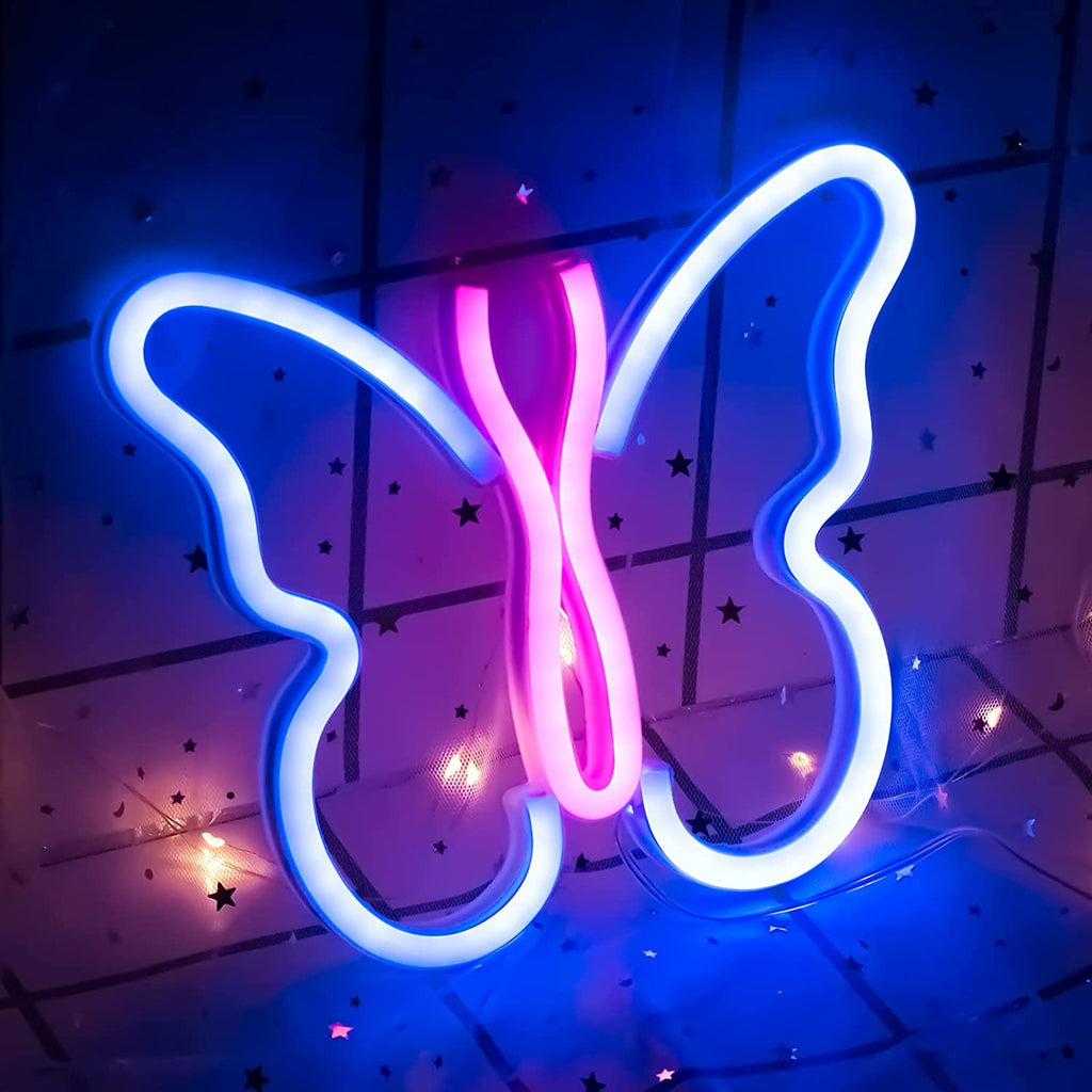 Neon Butterfly Sign - DormVibes