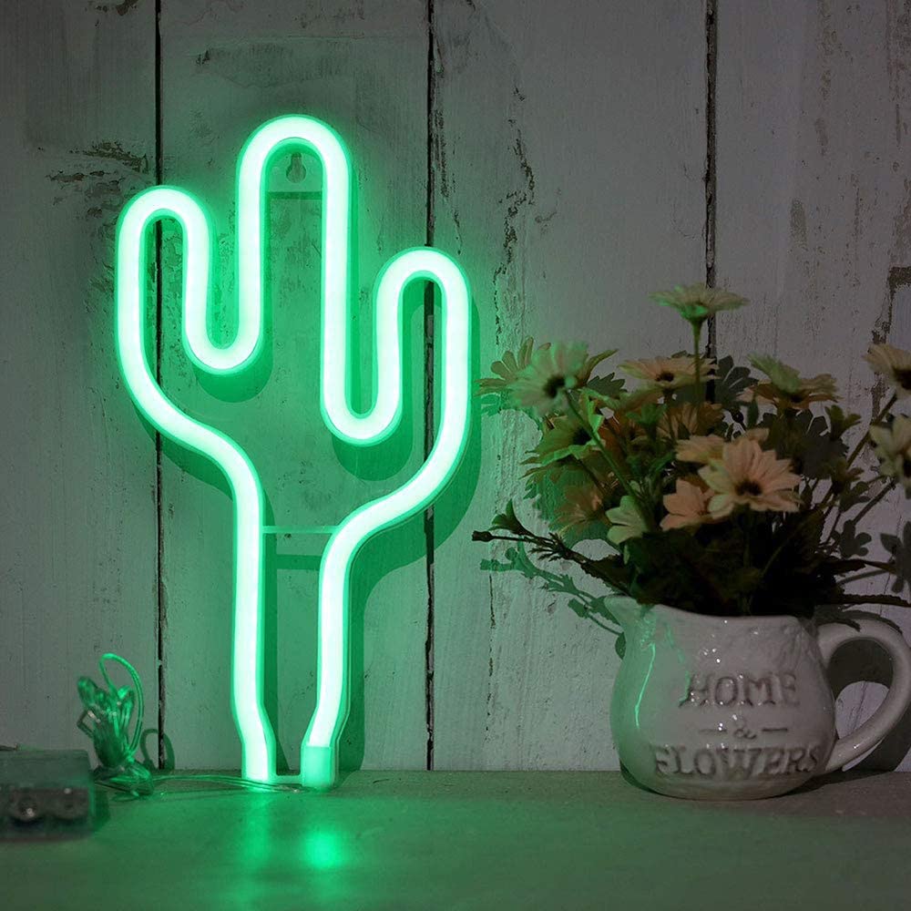 Neon Cactus Sign - DormVibes