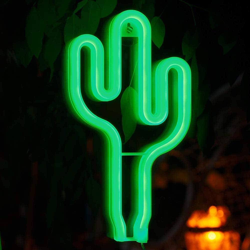 Neon Cactus Sign - DormVibes