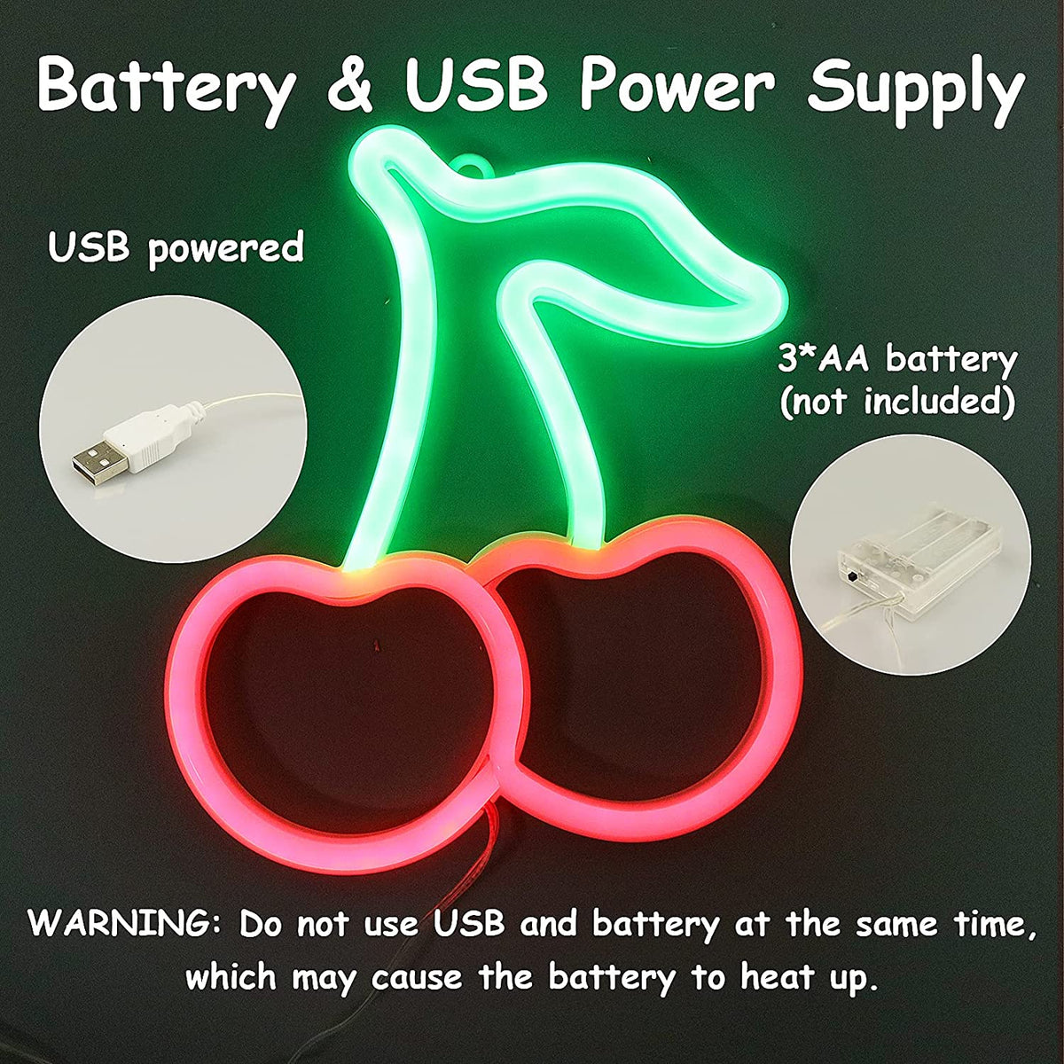 Cherry sign diagram showing USB and battery power connections