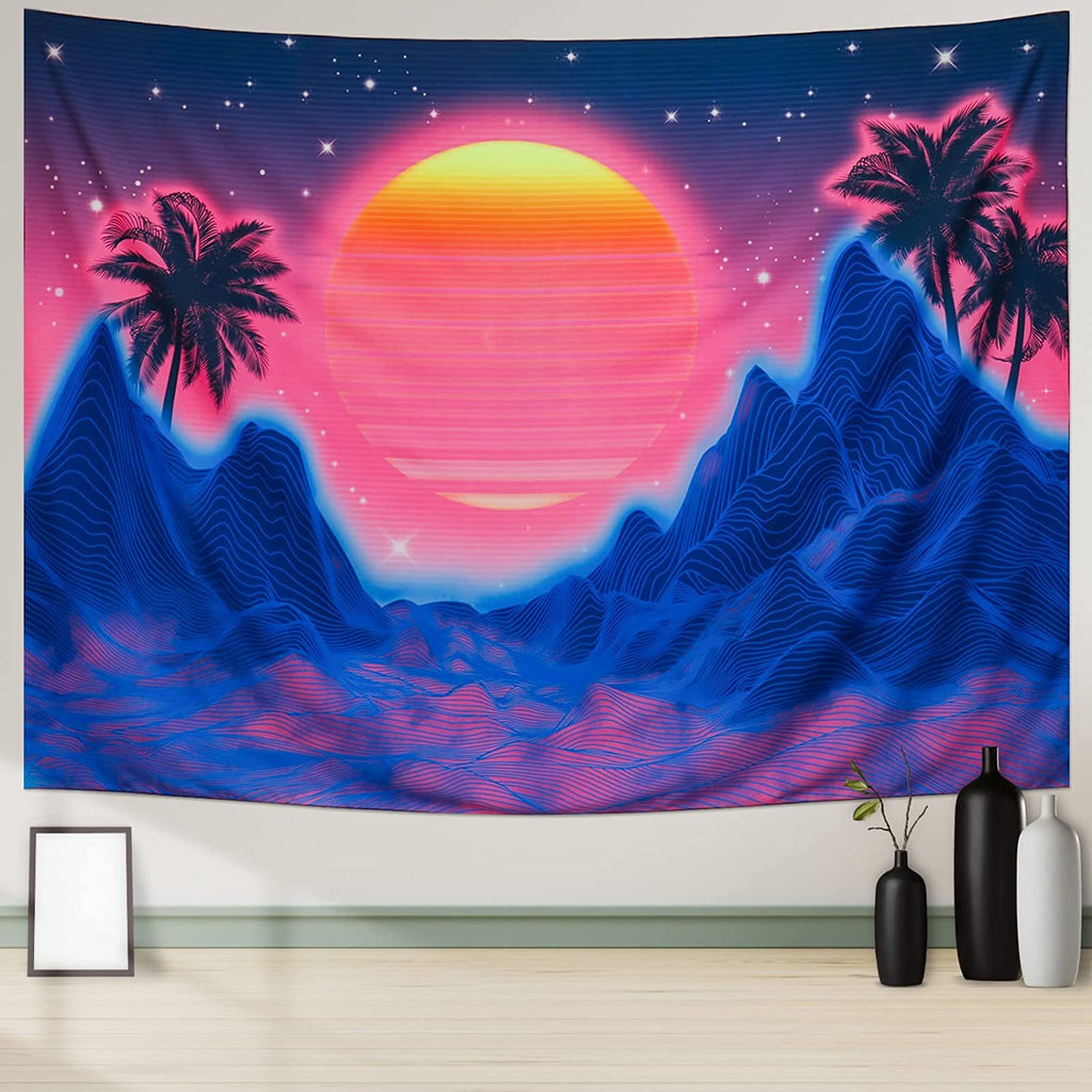 Neon Coconut Hill Tapestry - DormVibes