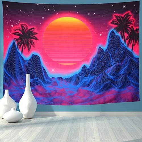 Neon Coconut Hill Tapestry - DormVibes
