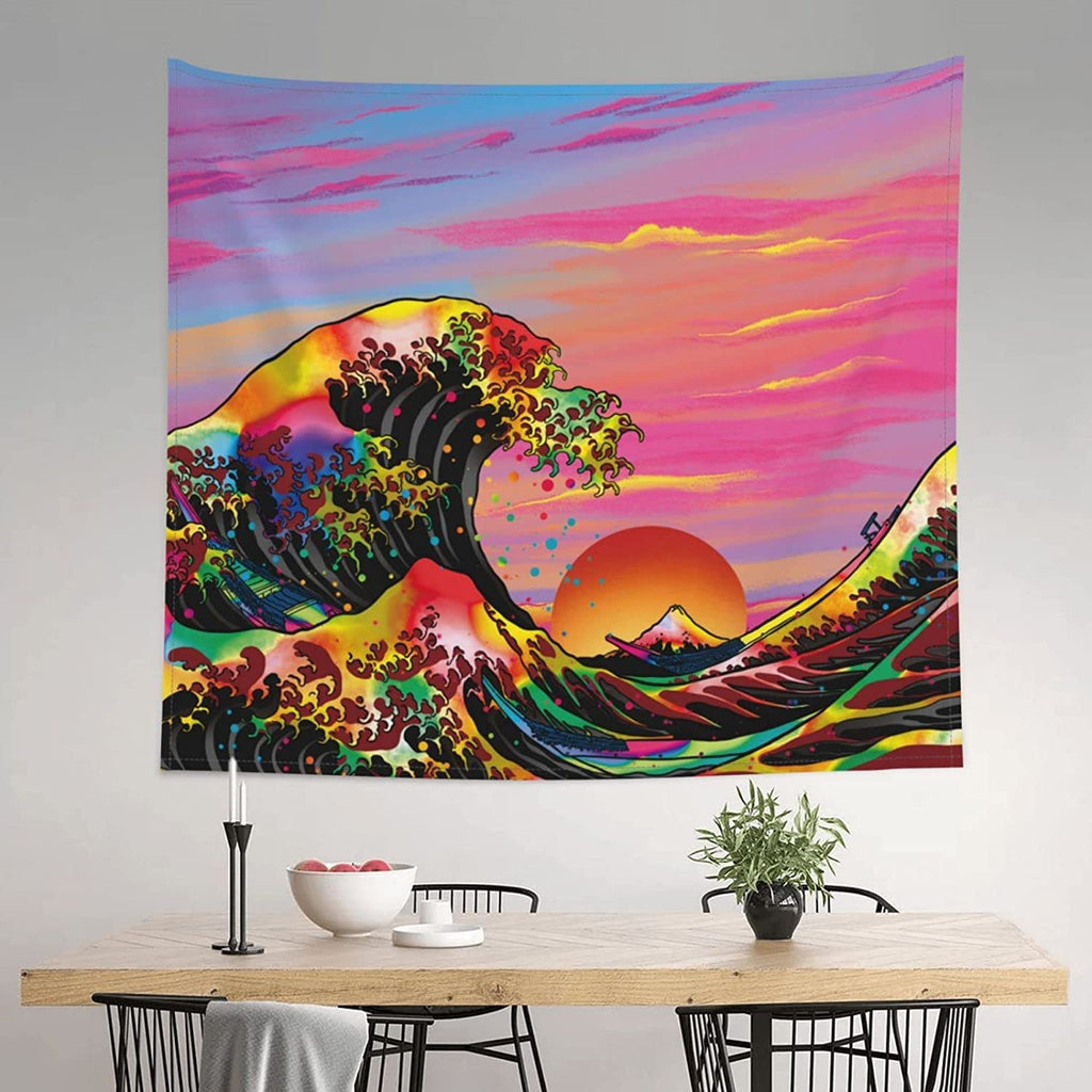 Neon Mt Fuji BlackLight Tapestry - DormVibes