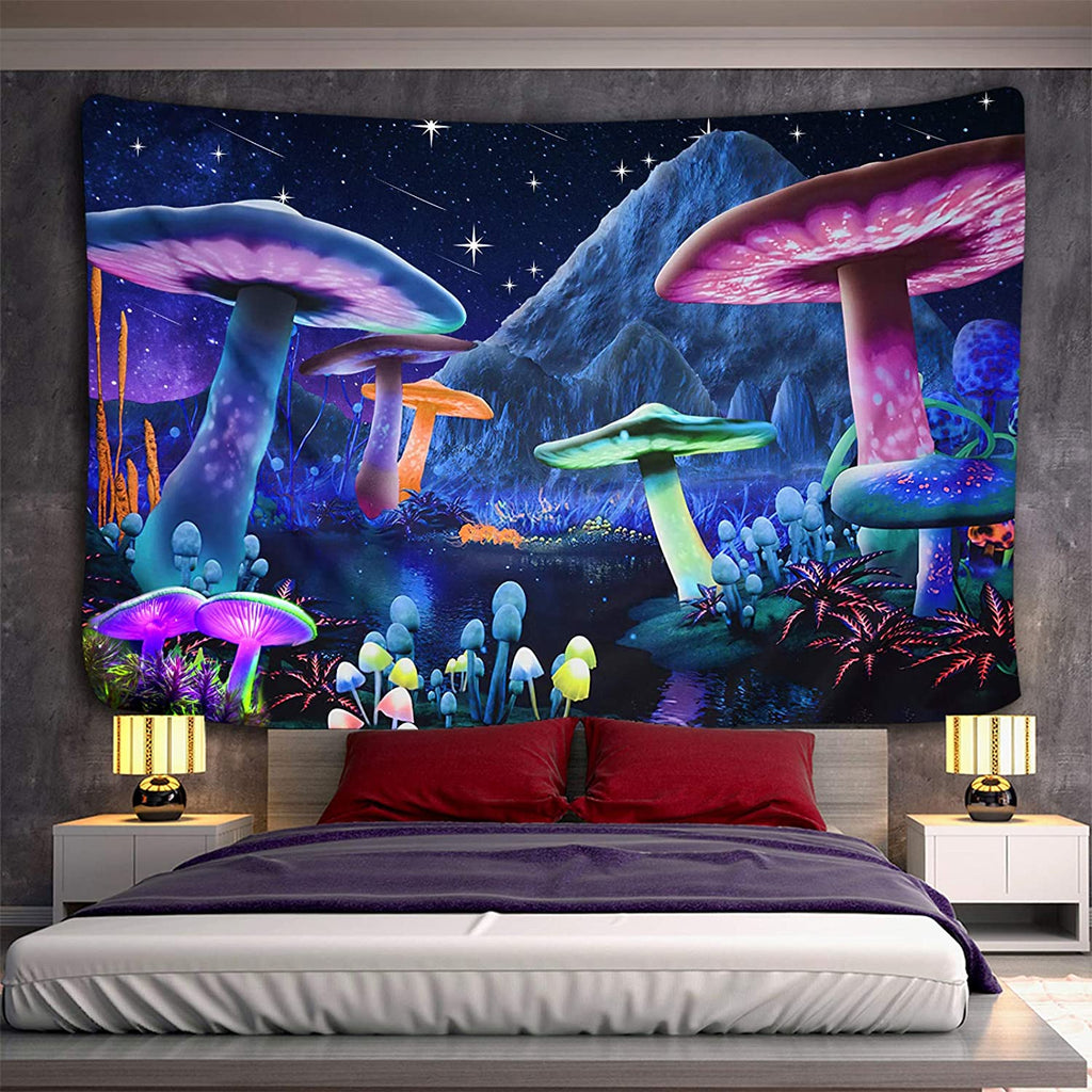 Neon Mushroom Tapestry - DormVibes