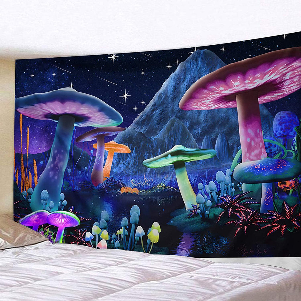 Neon Mushroom Tapestry - DormVibes