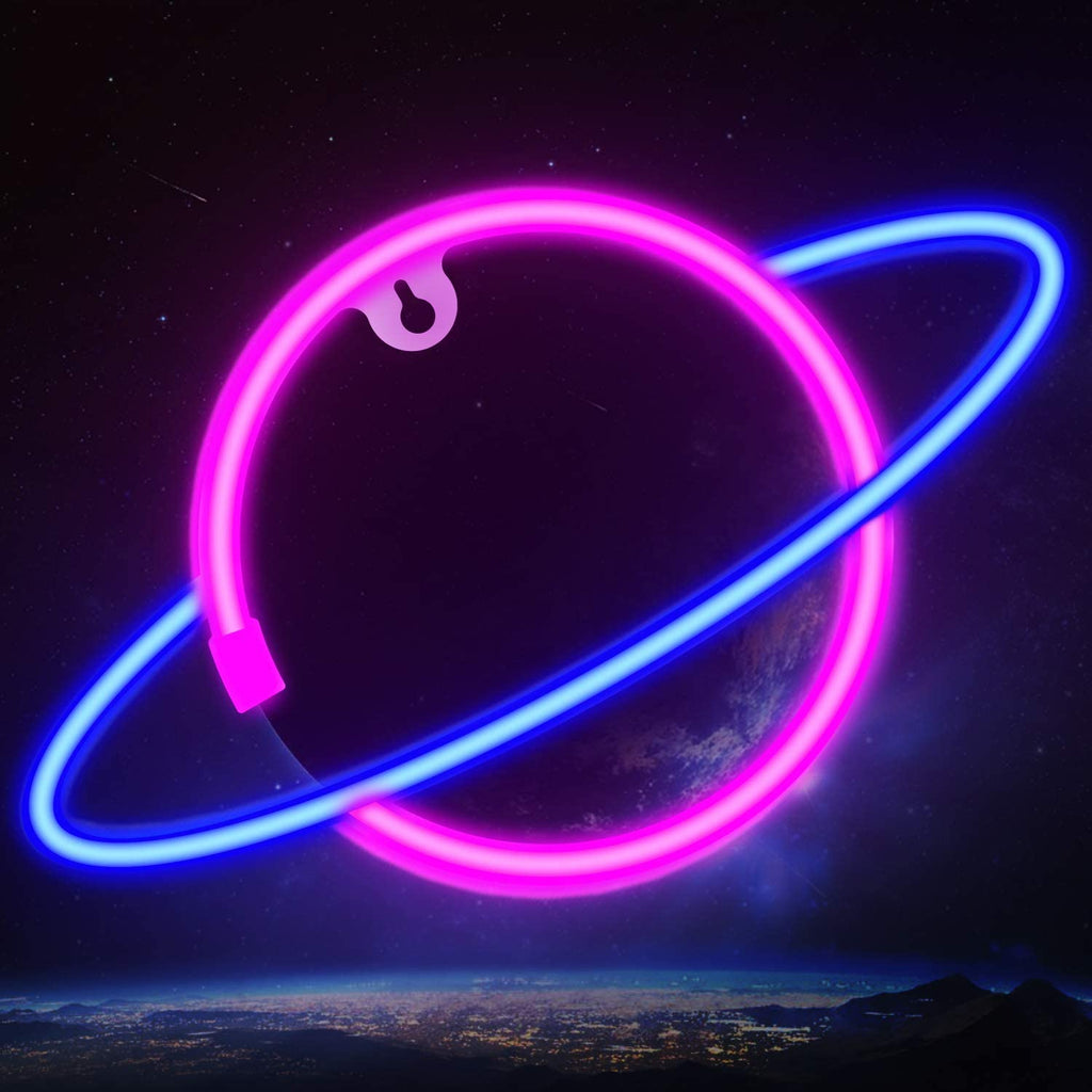 Neon Planet Sign - DormVibes