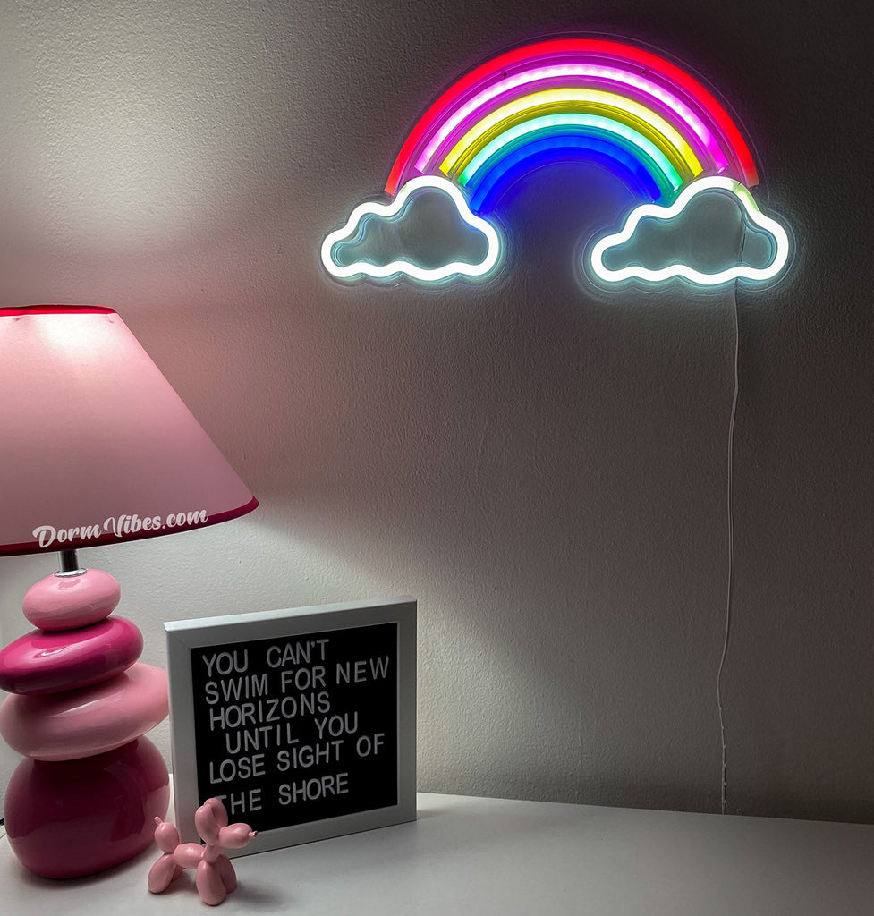 Neon Rainbow with Clouds Sign - DormVibes
