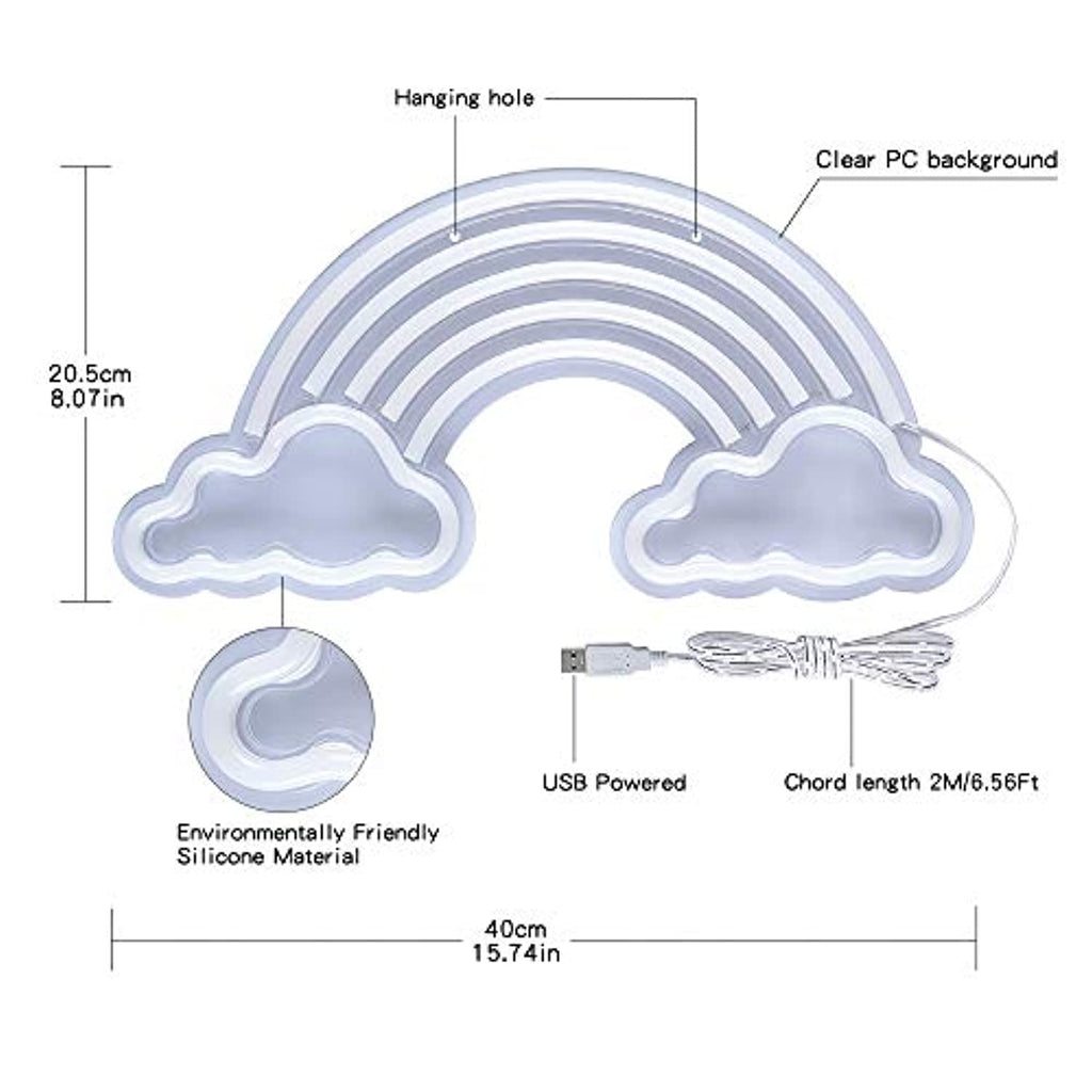 Neon Rainbow with Clouds Sign - DormVibes