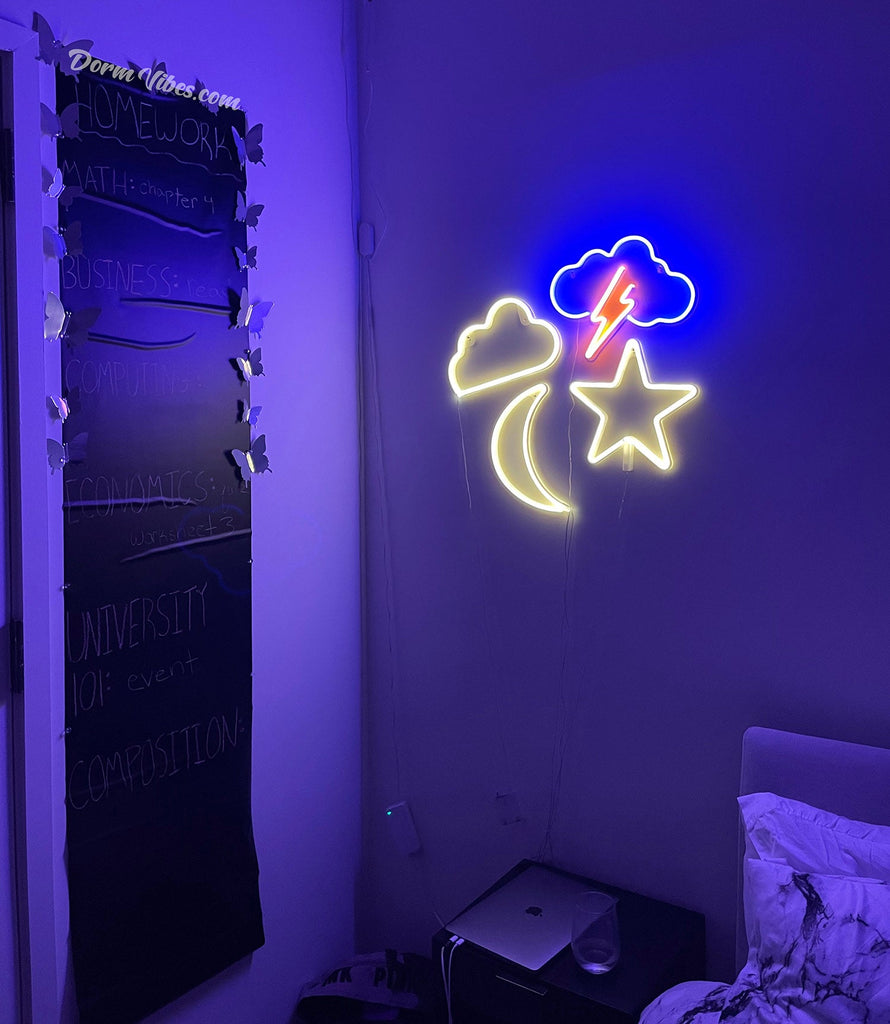 Neon Thunderstorm Sign - DormVibes