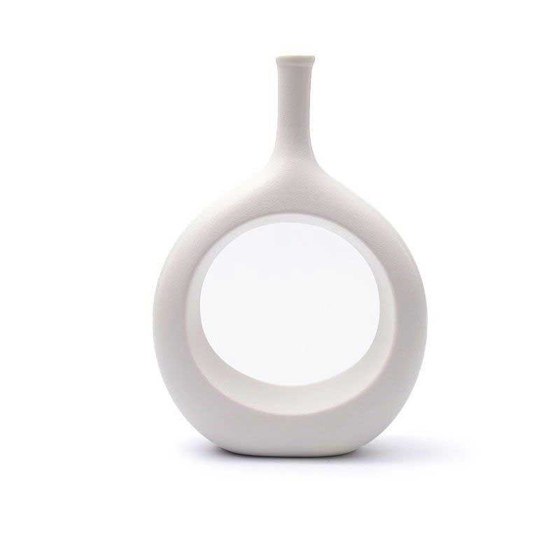 Nordic Circular Hollow Ceramic Vase Donuts Flower Pot - DormVibes