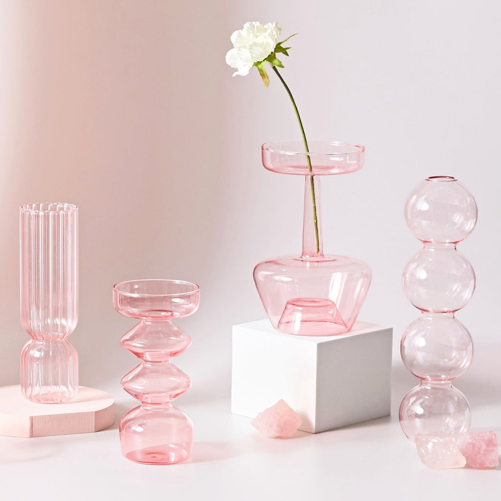 Nordic Glass Vase Stand: Aesthetic Home and Room Decor, Decorative Ornament Vase for Desktop Display - DormVibes