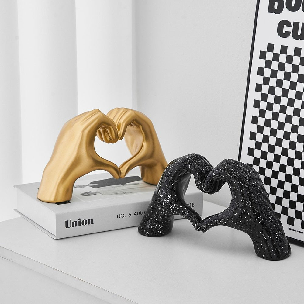 Nordic Home Decor Hands Love Gesture Statue Desk Ornament – DormVibes