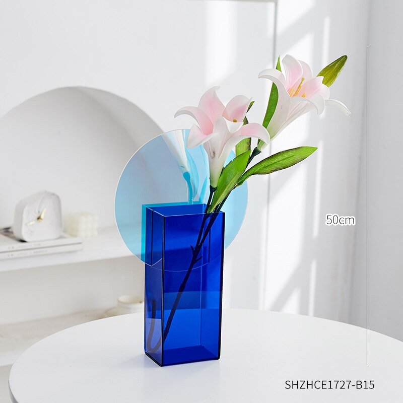 Nordic-Inspired Rainbow Acrylic Vase: Vibrant Floral Container for Home, Office, and Retail Decor - DormVibes