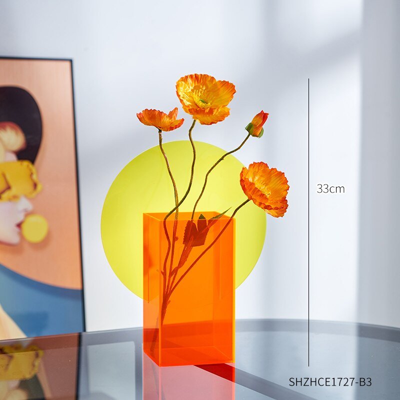 Nordic-Inspired Rainbow Acrylic Vase: Vibrant Floral Container for Home, Office, and Retail Decor - DormVibes