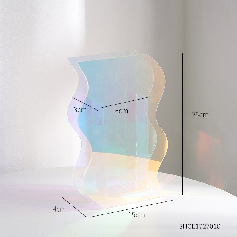 Nordic-Inspired Rainbow Acrylic Vase: Vibrant Floral Container for Home, Office, and Retail Decor - DormVibes