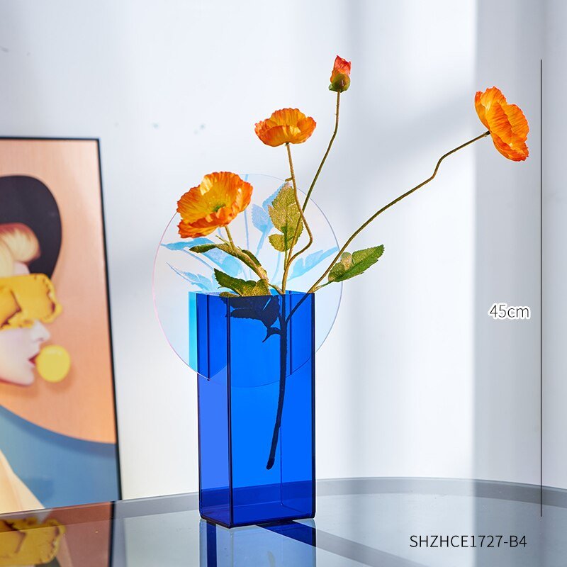 Nordic-Inspired Rainbow Acrylic Vase: Vibrant Floral Container for Home, Office, and Retail Decor - DormVibes