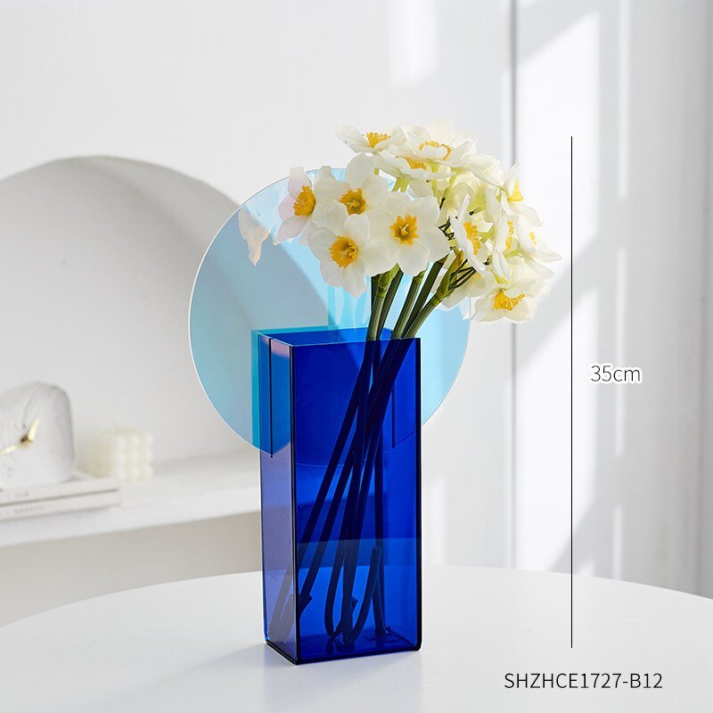 Nordic-Inspired Rainbow Acrylic Vase: Vibrant Floral Container for Home, Office, and Retail Decor - DormVibes