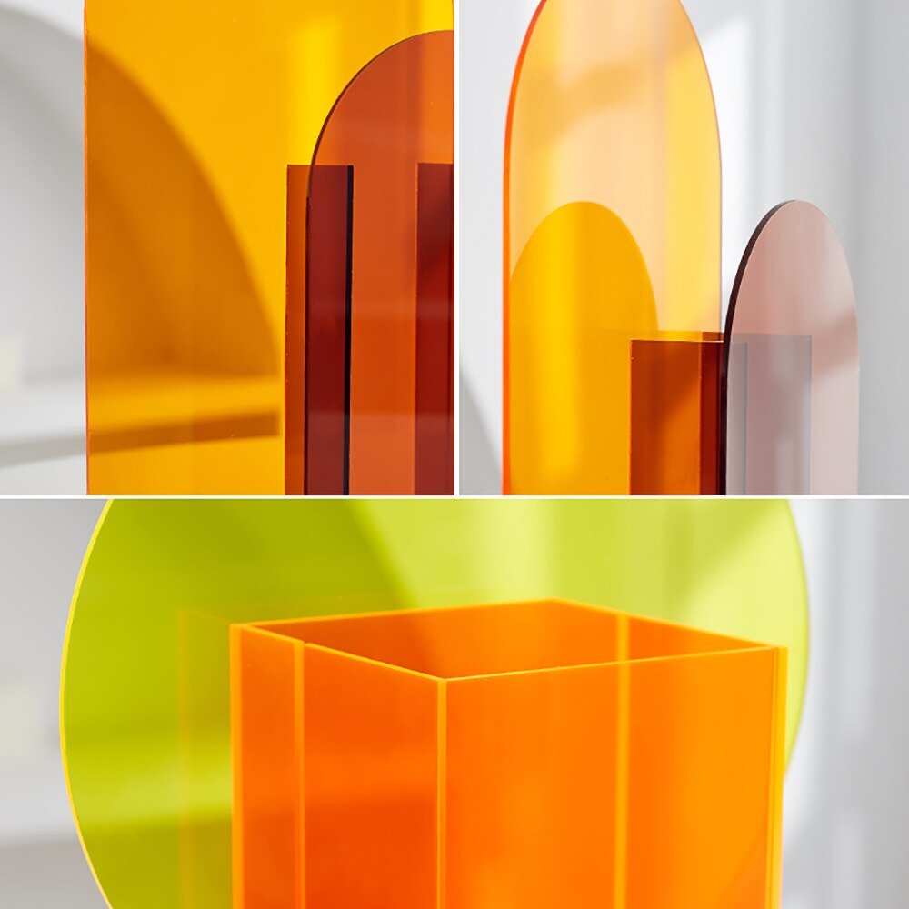 Nordic-Inspired Rainbow Acrylic Vase: Vibrant Floral Container for Home, Office, and Retail Decor - DormVibes