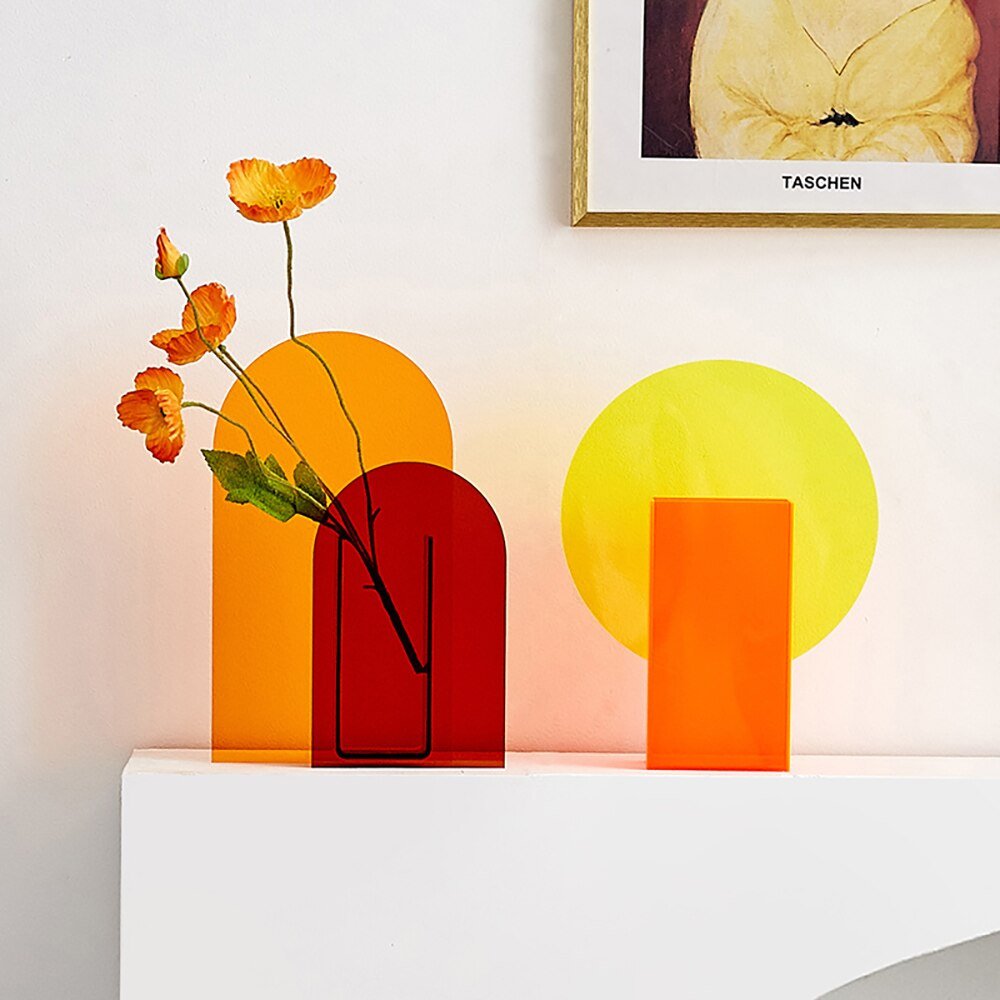 Nordic-Inspired Rainbow Acrylic Vase: Vibrant Floral Container for Home, Office, and Retail Decor - DormVibes