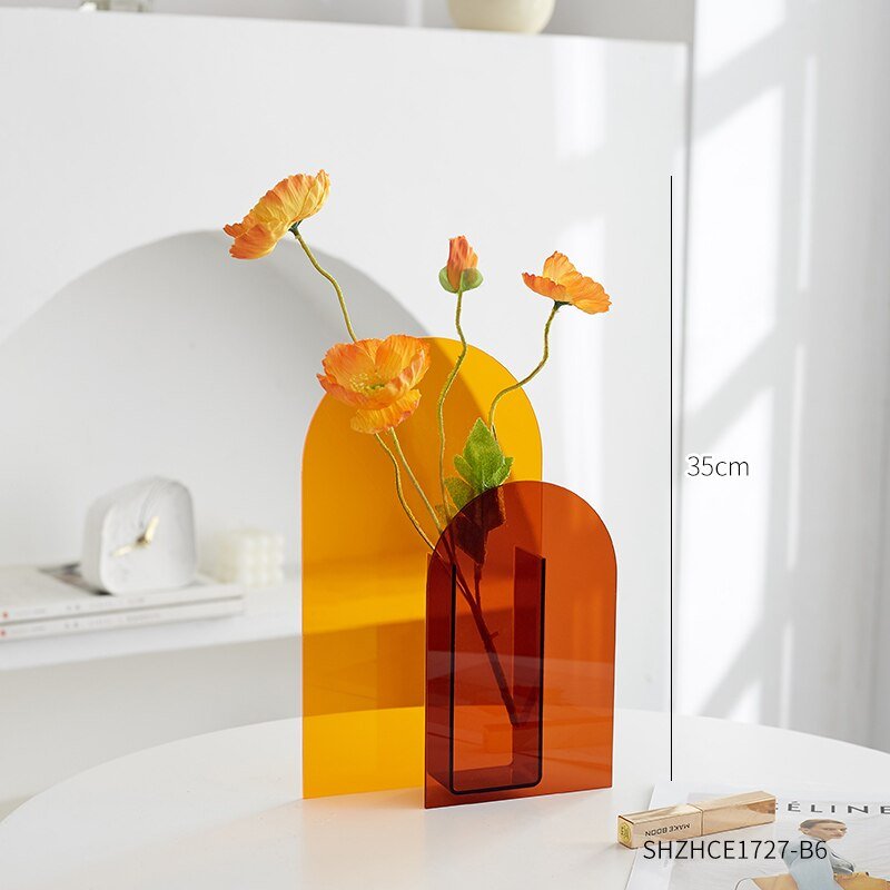 Nordic-Inspired Rainbow Acrylic Vase: Vibrant Floral Container for Home, Office, and Retail Decor - DormVibes