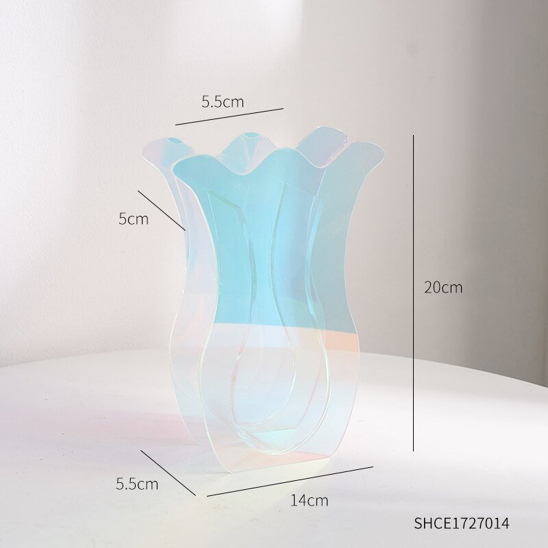 Nordic-Inspired Rainbow Acrylic Vase: Vibrant Floral Container for Home, Office, and Retail Decor - DormVibes
