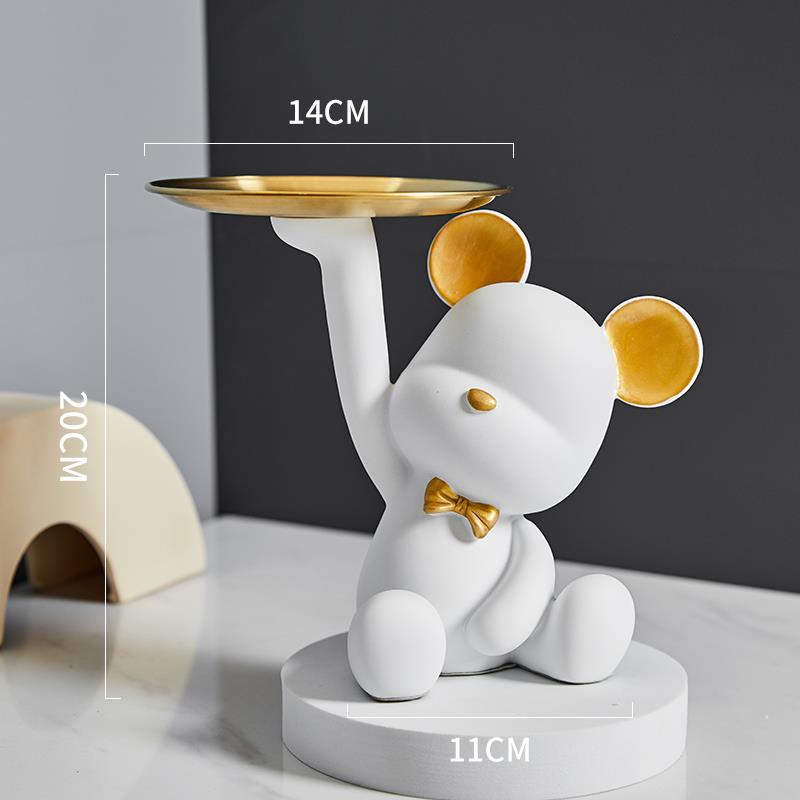 Nordic-inspired Resin Bear Desk Ornament Storage Tray - DormVibes