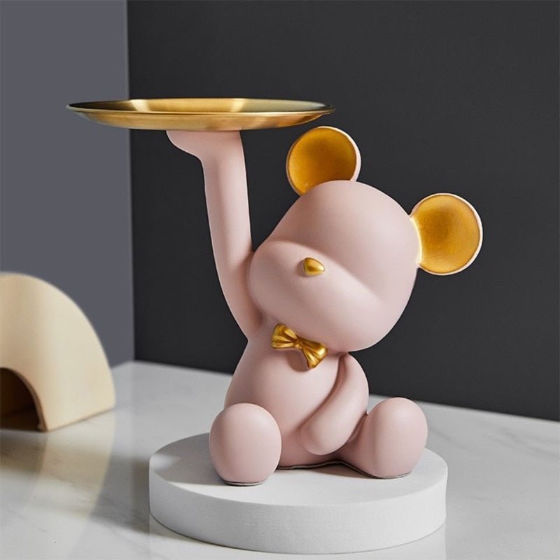 Nordic-inspired Resin Bear Desk Ornament Storage Tray - DormVibes