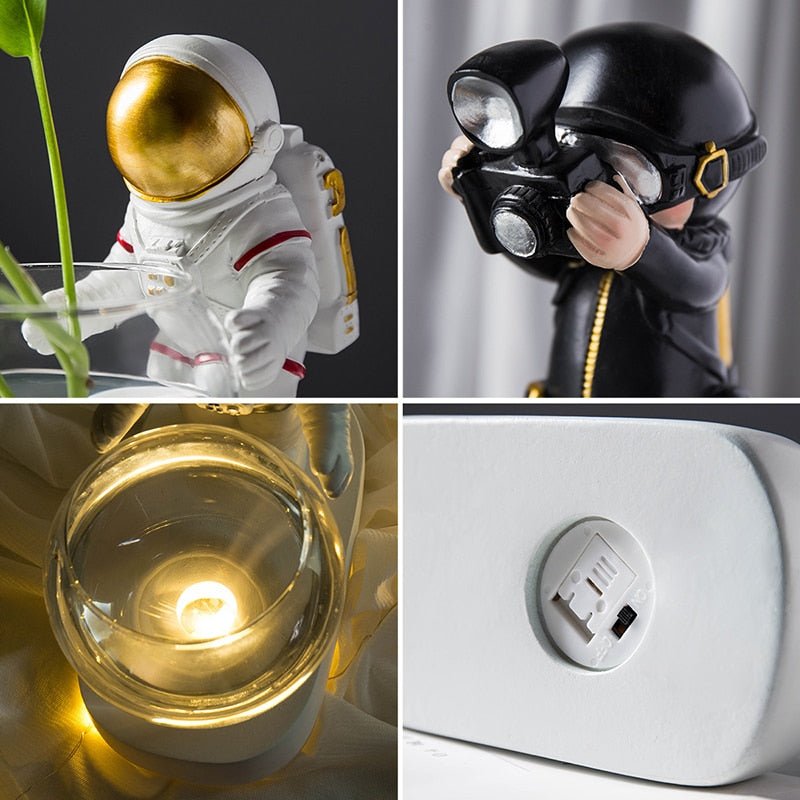 Nordic Modern Astronaut Resin LED Light Desk Ornament - DormVibes