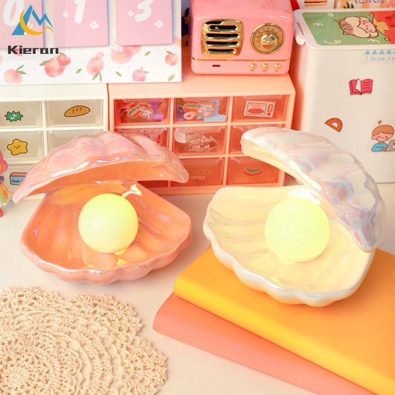 Led Nightlight Shell Shell With Pearl LED Nightlight – DormVibes