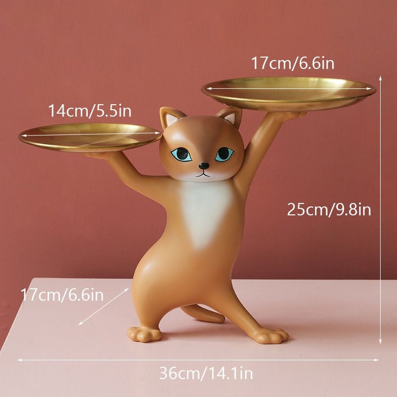 Nordic Resin Cat Tray Statue Desk Ornament - DormVibes