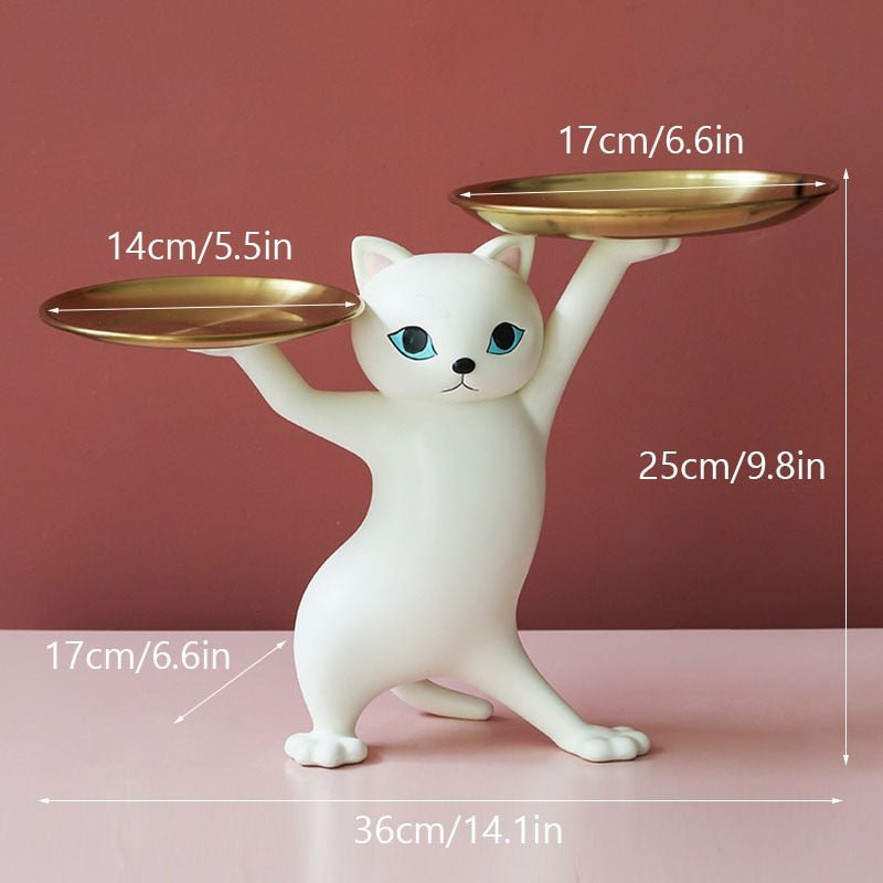 Nordic Resin Cat Tray Statue Desk Ornament - DormVibes
