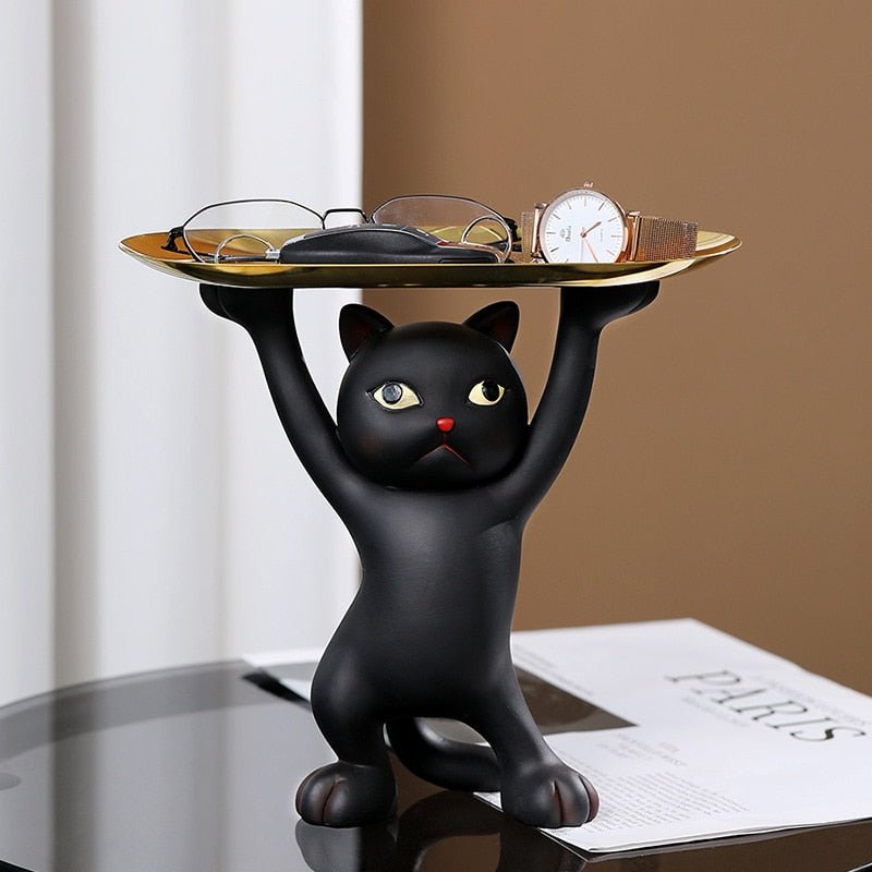 Nordic Resin Cat Tray Statue Desk Ornament - DormVibes