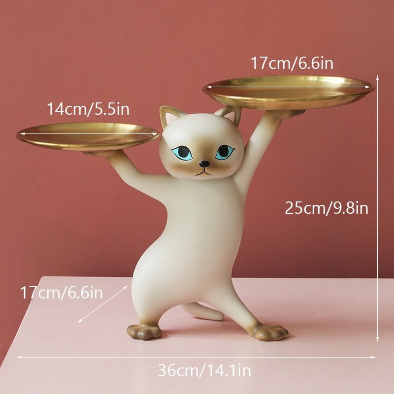 Nordic Resin Cat Tray Statue Desk Ornament - DormVibes