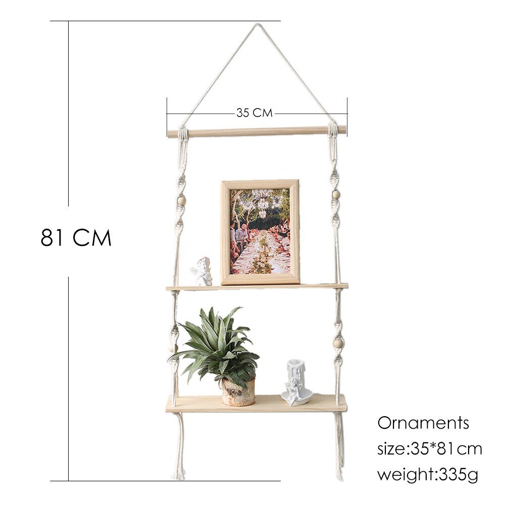 Nordic Wooden Plant Shelf: Wall Mounted Swing Rack for Indoor & Outdoor Decor - DormVibes