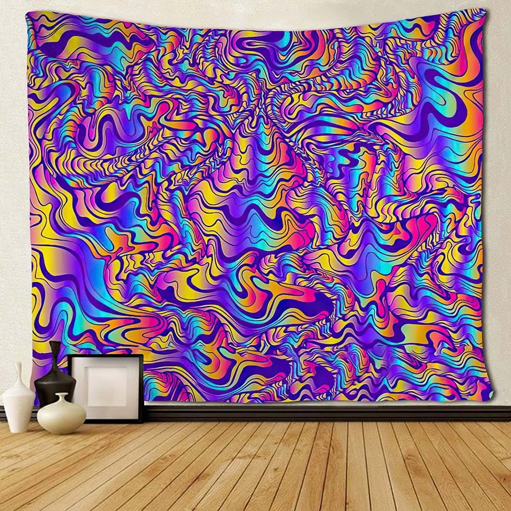 Oil Waves Colorful Trippy Tapestry - DormVibes