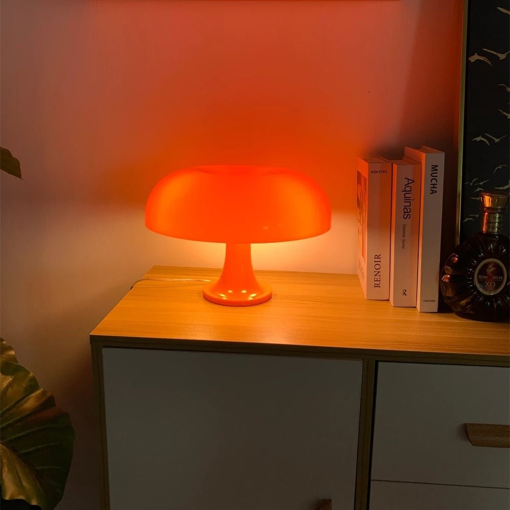 Orange Danish Mushroom Table Lamp – Ornamental Light for Bedroom, Interior Lighting, Desk Lamp, Bedside Lamps, Unique Decoration Lighting - DormVibes