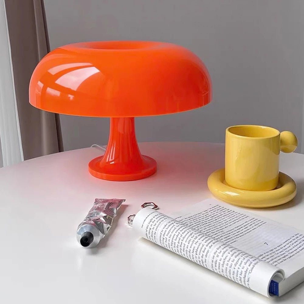 Orange Danish Mushroom Table Lamp – Ornamental Light for Bedroom, Interior Lighting, Desk Lamp, Bedside Lamps, Unique Decoration Lighting - DormVibes