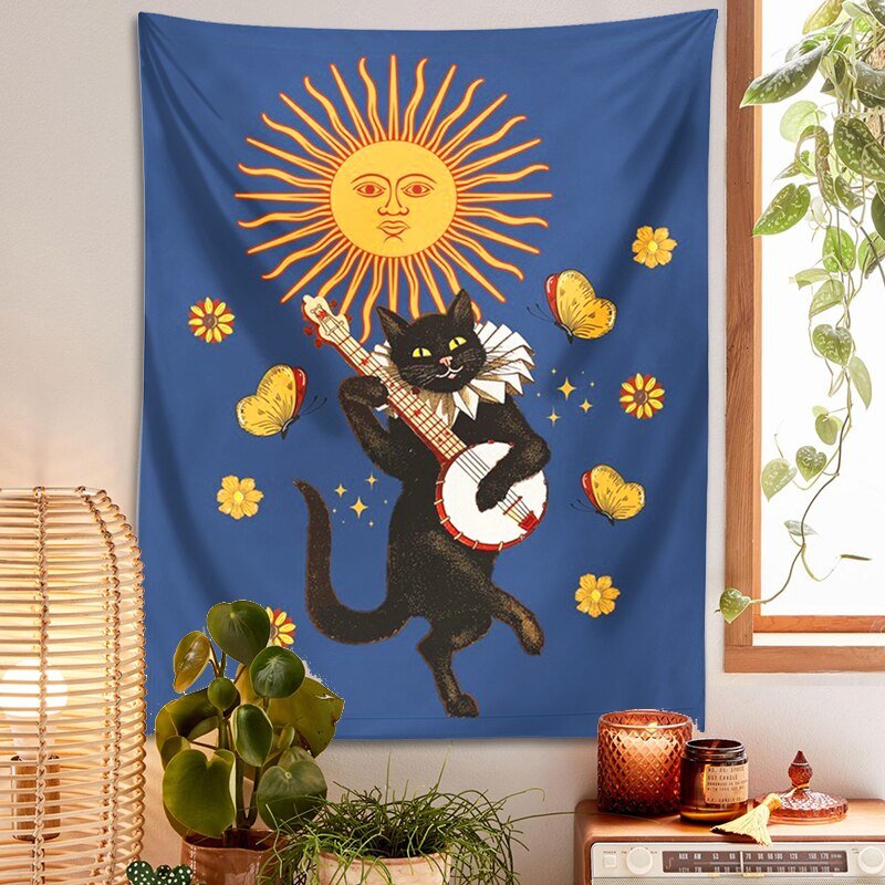 Cat tapestry wall hanging sales