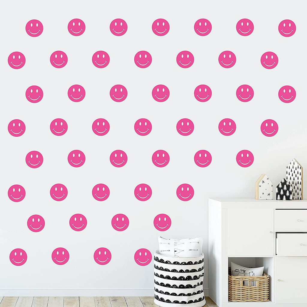Pink Smiley Face Wall Decals - DormVibes