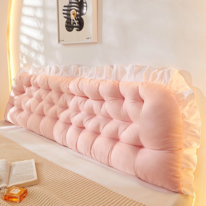 Pink Tatami Pillow Headboard - Bed Sleeping Neck Body Pillow, Large Backrest Support Bolster for Bedroom Decor - DormVibes