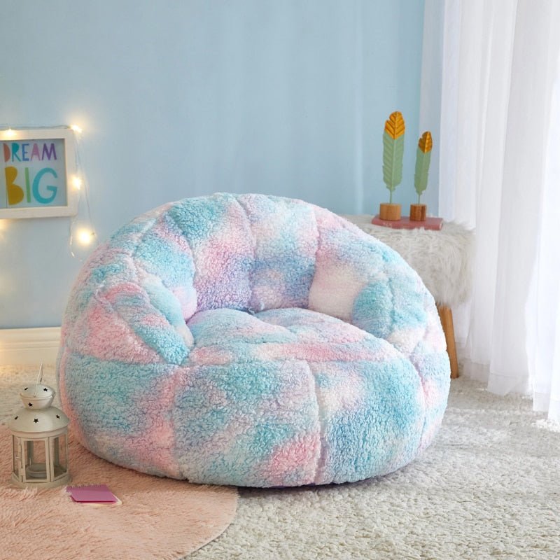 Pink Tie Dye Micromink Faux Fur Bean Bag Chair - Cozy Chairs for Bedroom, Living Room, Lounge - Stylish Home Decor - DormVibes