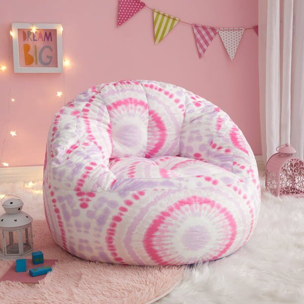 Pink Tie Dye Micromink Faux Fur Bean Bag Chair Cozy Chairs for