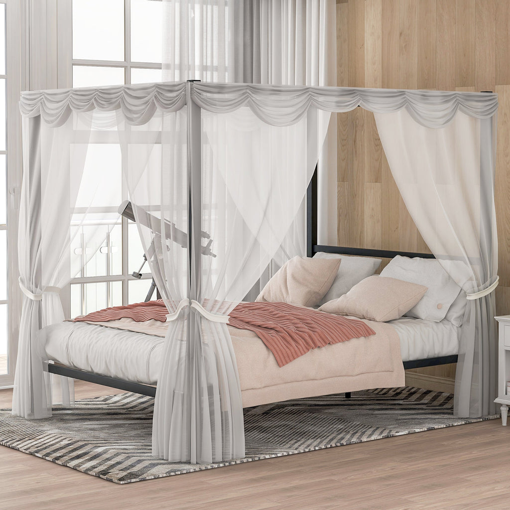 Queen Classic Canopy Platform Bed - DormVibes