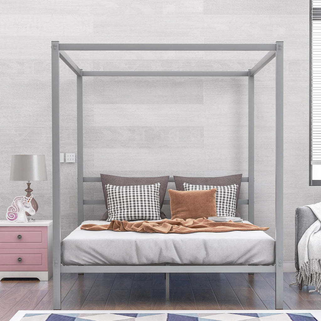 Queen Classic Canopy Platform Bed - DormVibes