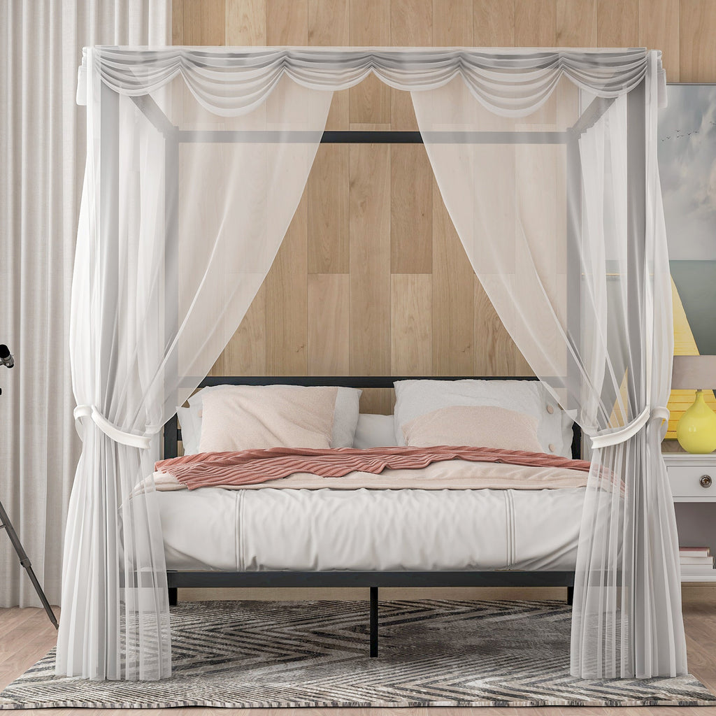 Queen Classic Canopy Platform Bed - DormVibes
