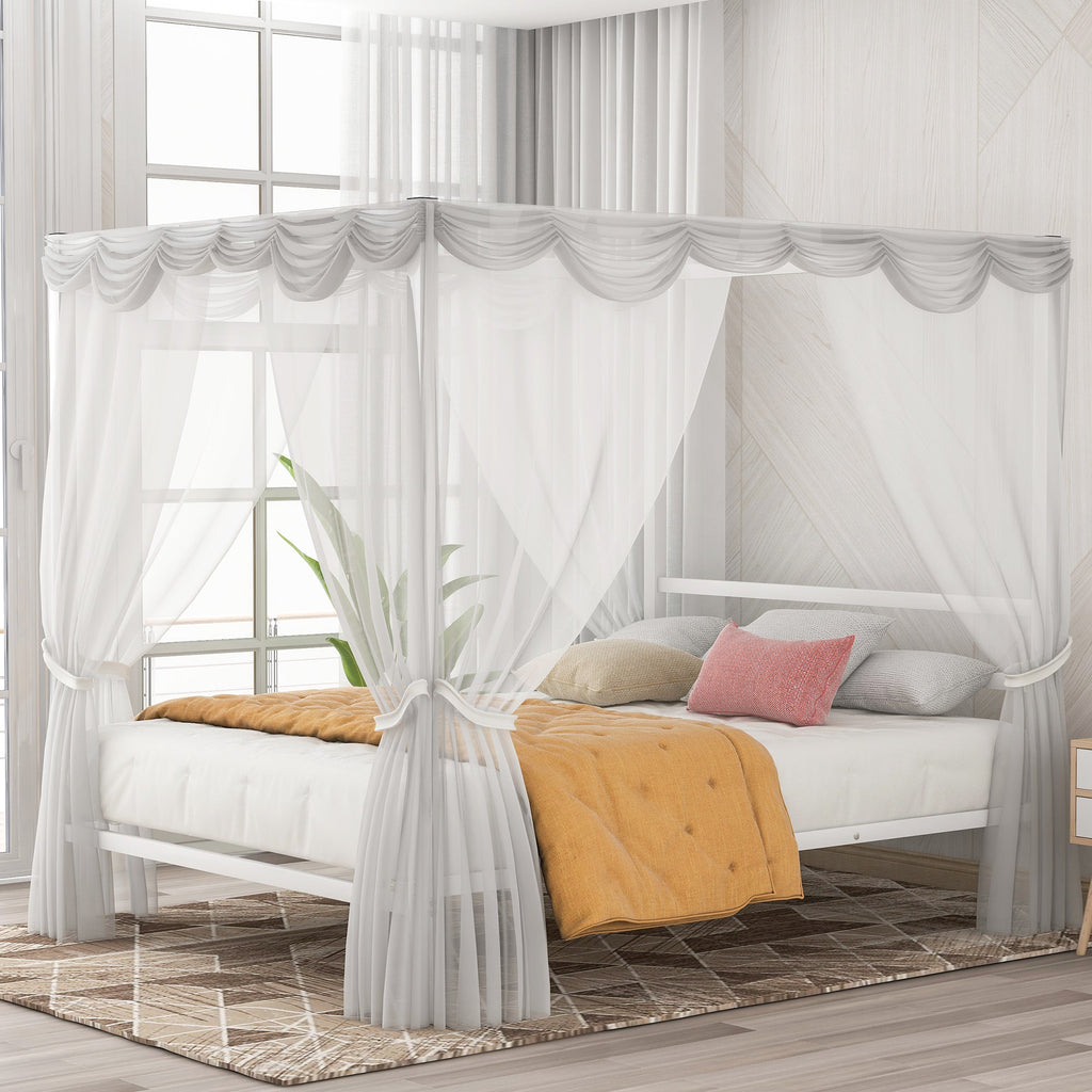 Queen Classic Canopy Platform Bed - DormVibes