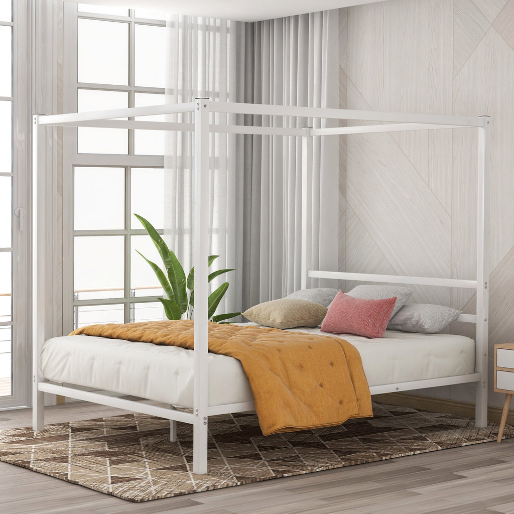 Queen Classic Canopy Platform Bed - DormVibes